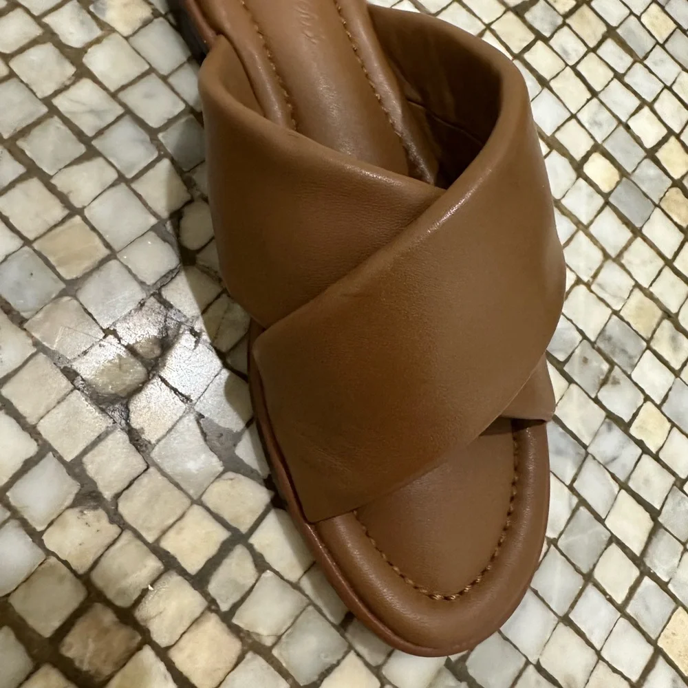 J. Crew Menorca Padded Cross-Strap Leather Sandal - Picture 2 of 4